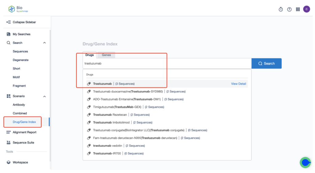 Patsnap Bio Sequence Database AI Patent Retrieval